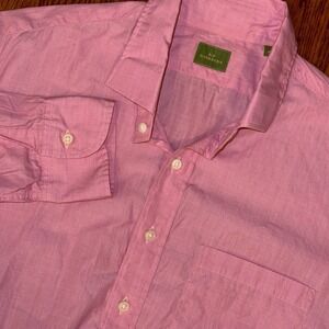 Sid Mashburn Long Sleeve 3/4 Button Up Shirt Mens Medium Pink Pocket Lightweight